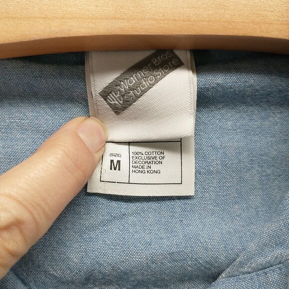 Warner Bros Studio Store Mens Tweety Bird Shirt Blue M Embroidered Vintage - Picture 10 of 13